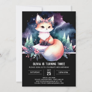 Convite Aquarela Fox Birthday digital