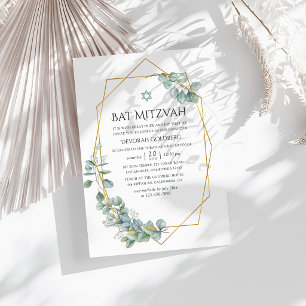 Convite Aquarela Geométrica Bat Mitzvah Eucalipto