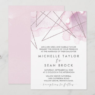 Convite Aquarela Geométrica Blush Formal Wedding