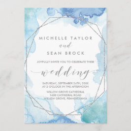 Convite Aquarela Geométrica | Silver Wedding