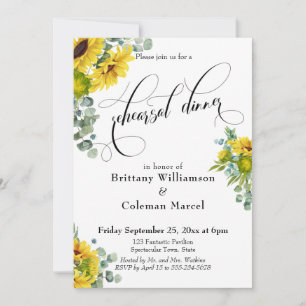 Convite Aquarela Girassóis Eucalyptus Janto de ensaio