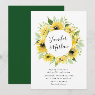 Convite Aquarela Girassóis Flor   Casamento