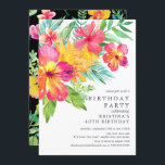 Convite Aquarela Hibiscus Festa de aniversário Tropical Fl<br><div class="desc">Linda aquarela,  flores de hibisco,  convite de aniversário tropical,  sobre fundo branco nítido. Sacudir o nosso convite de aniversário para ver uma floração de cor-de-água negra coordenadora para um toque especial extra</div>