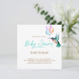 Convite Aquarela Hummingbird e Balões Chá de fraldas