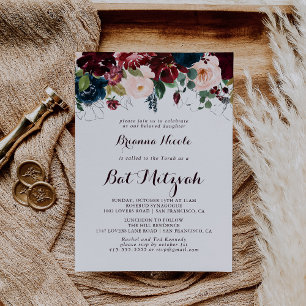 Convite Aquarela Ilustrada de Caligrafia Mitzvah