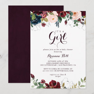 Convite Aquarela ilustrada é um Chá de fraldas de menina