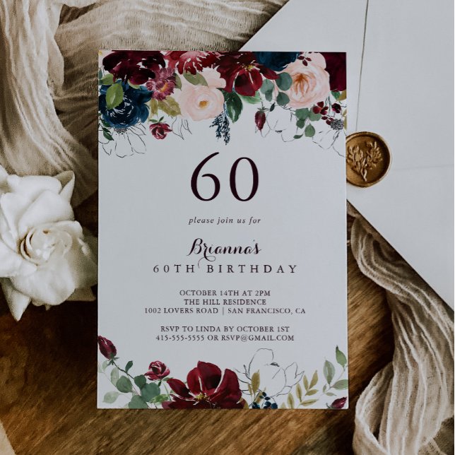 Convite Aquarela Ilustrada Queda 60ª Festa de aniversário (Criador carregado)