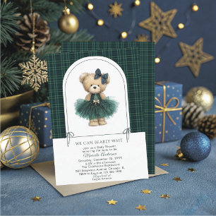 Convite Aquarela Inverno Urso de pelúcia Natal Bebê Show