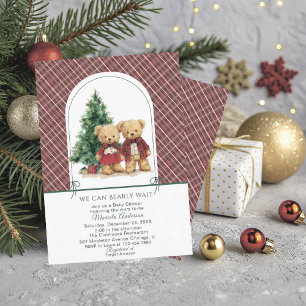 Convite Aquarela Inverno Urso de pelúcia Natal Bebê Show