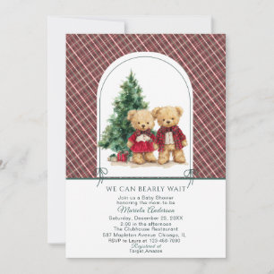Convite Aquarela Inverno Urso de pelúcia Natal Bebê Show