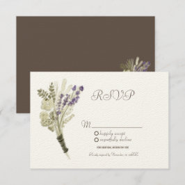 Convite Aquarela Lavanda Botânica Rústica Kraft RSVP