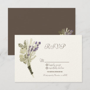 Convite Aquarela Lavanda Botânica Rústica Kraft RSVP