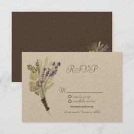 Convite Aquarela Lavanda Botânica Rústica Kraft RSVP