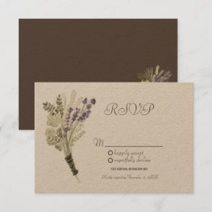 Convite Aquarela Lavanda Botânica Rústica Kraft RSVP