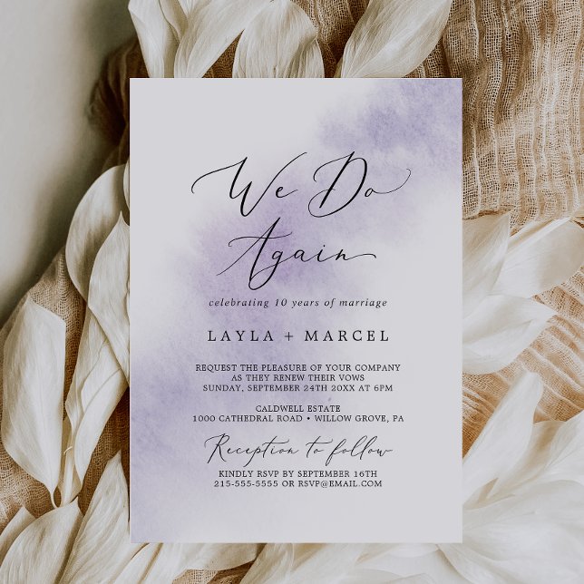 Convite Aquarela Lavanda | Renovar os Votos do Purple We D (Criador carregado)