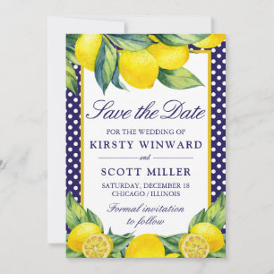Convite Aquarela Limão Azul Bolinhas Save The Date