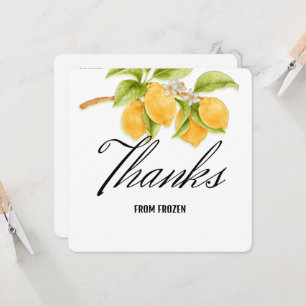 Convite Aquarela Limão e Flores de Aniversário Obrigado