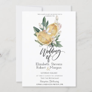 Convite Aquarela Limões Botânico Casamento