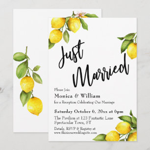 Convite Aquarela Limões Casamento Tipografia