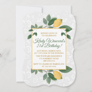 Convite Aquarela Limões Sicilianos Aniversário