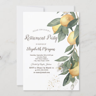 Convite Aquarela Limões Xadrez Verde Aposentadoria