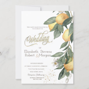 Convite Aquarela Limões Xadrez Verde Casamento