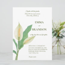 Aquarela lírio da paz branco - casamento minimalis