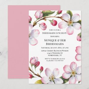 Convite Aquarela Maçã Flor de Cerejeira Almoço das Damas d
