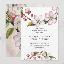 Aquarela Maçã Flor de Cerejeira Casamento