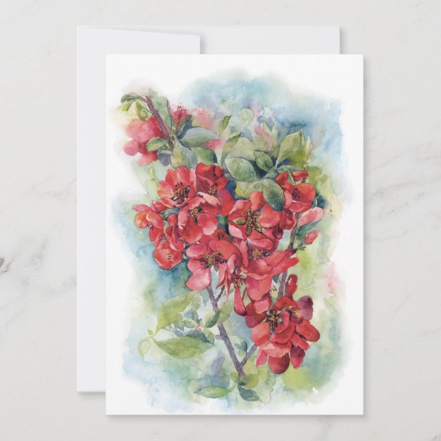 Convite Aquarela maçã marmelo flor flores árvore casamento (Frente)