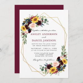 Convite Aquarela Mistura Floral Tornada Geométrica