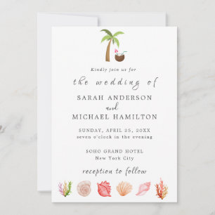 Convite Aquarela Moderna Praia de Verão