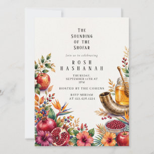 Convite Aquarela Moderna Rosh Hashanah Judaico