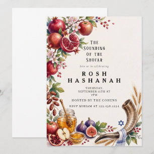 Convite Aquarela Moderna Rosh Hashanah Judaico