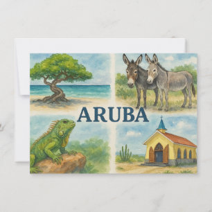 Convite Aquarela multivisual de Aruba