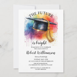 Convite Aquarela O Futuro É Festa de formatura Brilhante