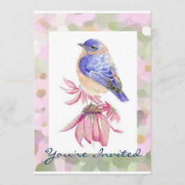 Convite Aquarela Oriental Bluebird Blue Bird Art