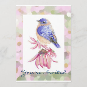 Convite Aquarela Oriental Bluebird Blue Bird Art