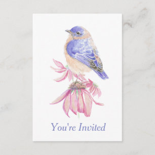 Convite Aquarela Oriental Bluebird Blue Bird Art