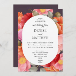 Convite Aquarela Papoula sobre Ameixa à Meia-Noite