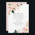 Convite Aquarela Pastel Blush Floral Rosa Bat Mitzvah<br><div class="desc">Simples e elegante convite do morcego floral rosa.</div>