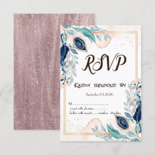Convite Aquarela Pavão Floral RSVP