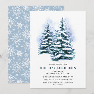 Convite Aquarela Pine Árvore Feriado de Natal