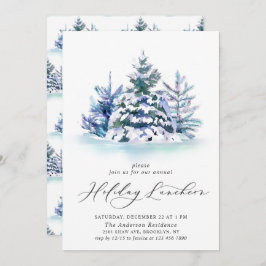 Convite Aquarela Pine Árvore Feriado de Natal