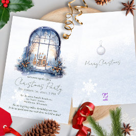 Convite Aquarela Pinhal de inverno com pinheiro de inverno