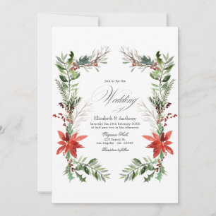 Convite Aquarela Pinheiro Nevada e Abeto Casamento de Inve