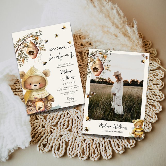 Convite Aquarela Podemos Aumentar O Chá de fraldas De Foto (Criador carregado)