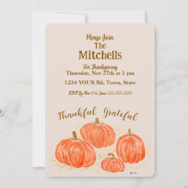 Convite Aquarela Pumpkin Agradável PERSONALIZAÇÃO