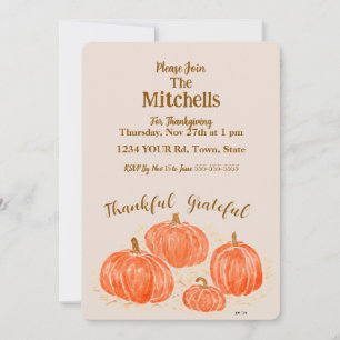 Convite Aquarela Pumpkin Agradável PERSONALIZAÇÃO