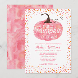 Convite Aquarela Pumpkin Confetti Fall Girl Chá de fraldas